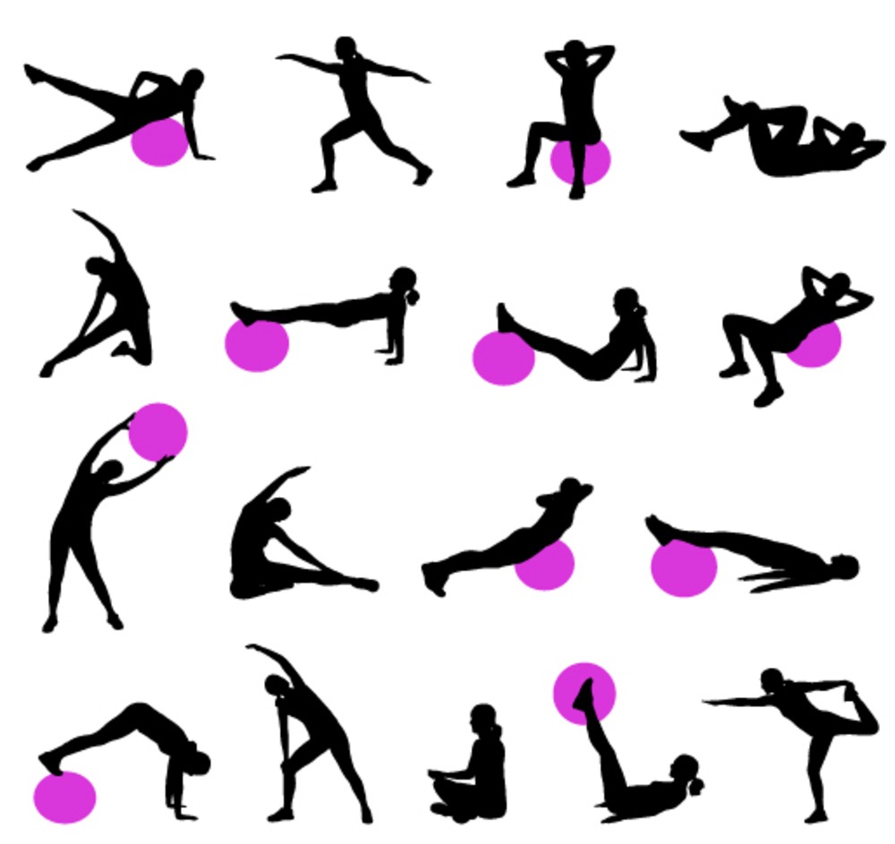 silhouettes of women doing pilates